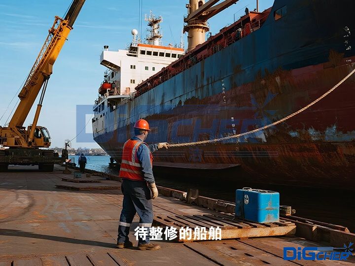 待整修的船（chuán）舶